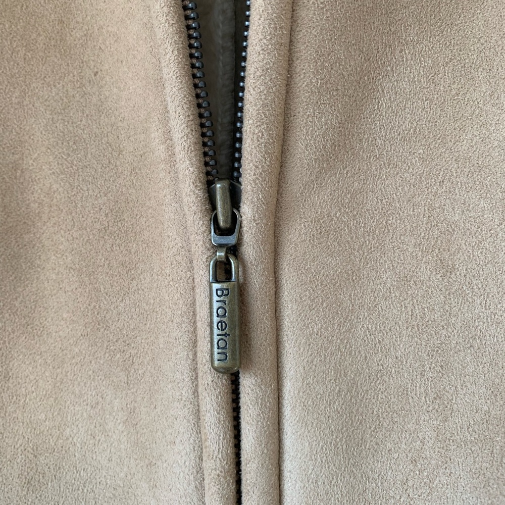 Y2K Braetan Coat Women's Faux Suede Fur Lined Pockets Tan Zip Penny Lane Sz M - Picture 6 of 15